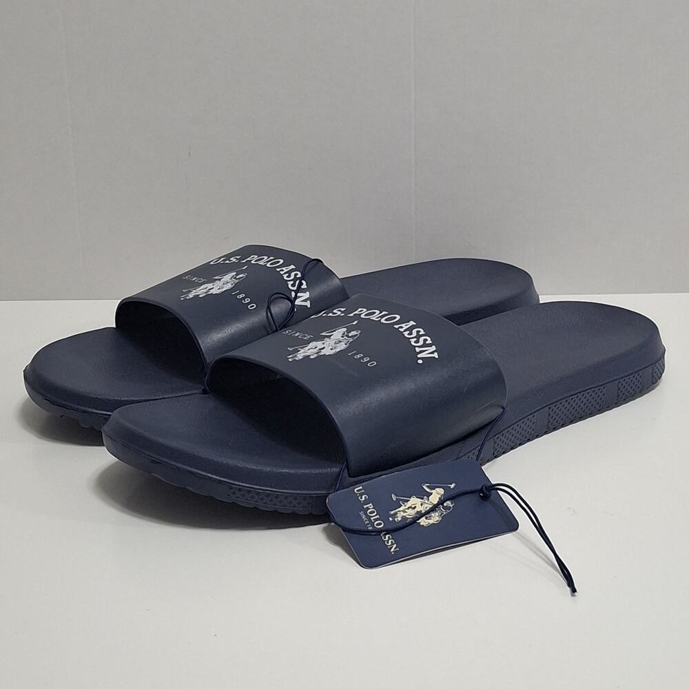 Mens U.S. Polo Assn. Slip On Sport Sandals Slippers Navy Sandals Size L